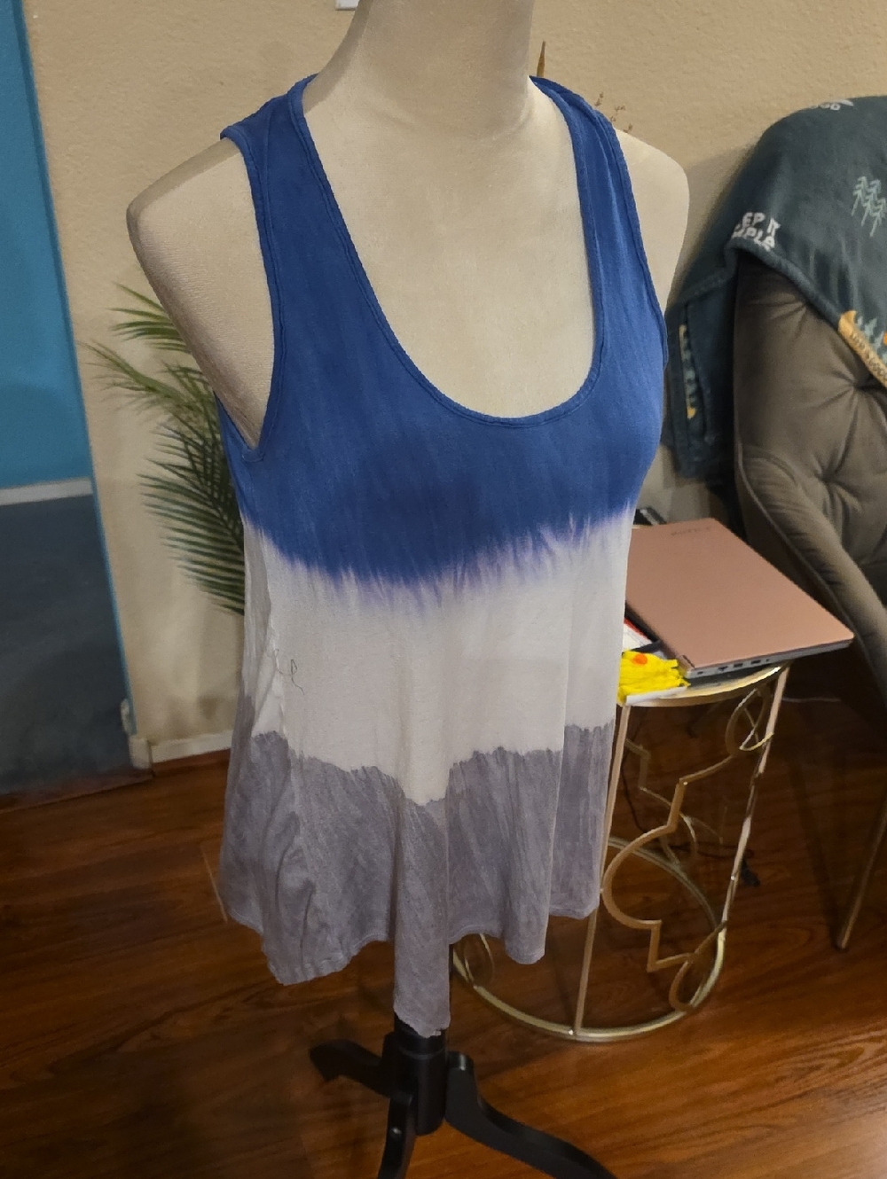 Red Haute Blue White Gray Dip-Dye Tank